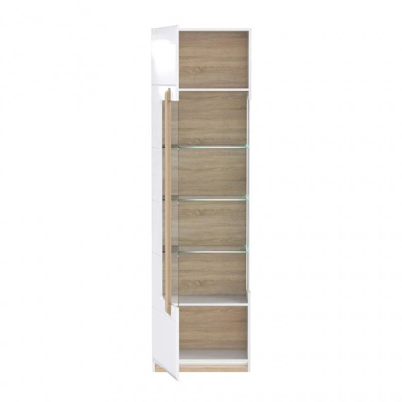 Meuble Vitrine Blanc Décor Bois Clair 3 Meuble Vitrine Blanc Décor Bois Clair – Image 3