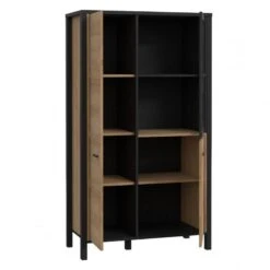 Vitrine Effet Chêne Piètement Métal Mat -Armoire Soldes Boutique 2f7f358a5c9e43e5b648cd8554a9a803