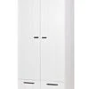 WOOOD Armoire En Pin 2 Portes 2 Tiroirs Blanc