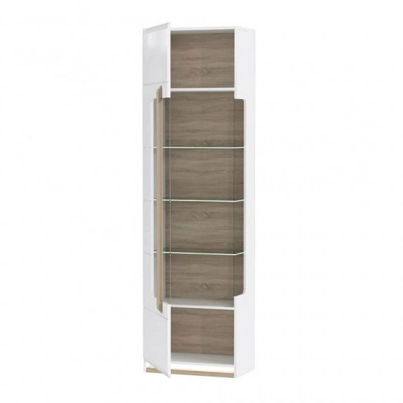 Meuble Vitrine Blanc Décor Bois Clair 4 Meuble Vitrine Blanc Décor Bois Clair – Image 4