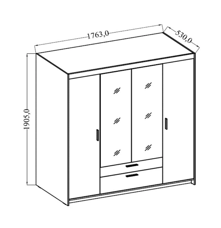 FURNIX Armoire Eliza 4D Avec Miroir 4 FURNIX Armoire Eliza 4D Avec Miroir – Image 4