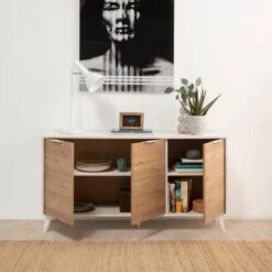 Buffet 3 Portes Koln Blanc Et Bois -Armoire Soldes Boutique 94848aa593e04a4caf6b884ffababd36