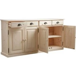 Buffet 4 Portes 4 Tiroirs En Bois Brut -Armoire Soldes Boutique bb2e6f827ebe4f88ac80d817454e73e1