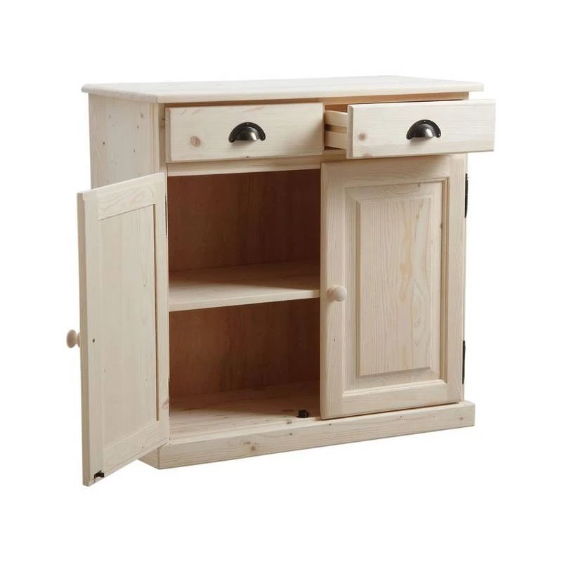 Buffet En Bois Brut 2 Portes 2 Tiroirs 2 Buffet En Bois Brut 2 Portes 2 Tiroirs – Image 2