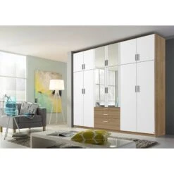 Armoire à Portes Battantes Hildesheim -Armoire Soldes Boutique drehtuerenschrank hildesheim alpinweiss eiche sonoma dekor mit spiegeltuer en 4842760