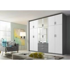Armoire à Portes Battantes Hildesheim -Armoire Soldes Boutique drehtuerenschrank hildesheim alpinweiss graumetallic mit spiegeltuer en 4842560