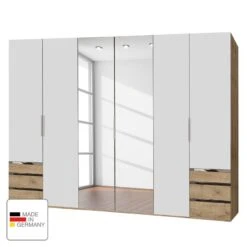 Armoire à Portes Battantes Level 36A -Armoire Soldes Boutique drehtuerenschrank level 36a alpinweiss plankeneiche dekor 300 cm 6 tuerig 216 cm mit spiegeltuer en 4915732