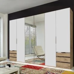 Armoire à Portes Battantes Level 36A -Armoire Soldes Boutique drehtuerenschrank level 36a alpinweiss plankeneiche dekor 300 cm 6 tuerig 216 cm mit spiegeltuer en 4915740