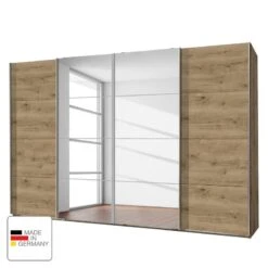 Armoire à Portes Coulissantes Brüssel -Armoire Soldes Boutique schwebetuerenschrank bruessel plankeneiche dekor 300 cm 4 tuerig 2 spiegeltueren 5140532