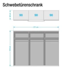 Armoire à Portes Coulissantes Bernau -Armoire Soldes Boutique schwebetuerenschrank greding graumetallic glas basalt 271 cm 3 tuerig 3747792