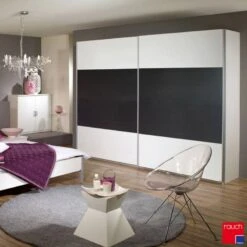 Armoire à Portes Coulissantes Quadra I -Armoire Soldes Boutique schwebetuerenschrank quadra alpinweiss grau metallic breite x hoehe 136 x 210 cm 2891134