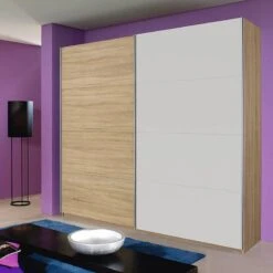 Armoire à Portes Coulissantes Quadra I -Armoire Soldes Boutique schwebetuerenschrank quadra eiche sonoma dekor alpinweiss breite x hoehe 136 x 210 cm 2885694