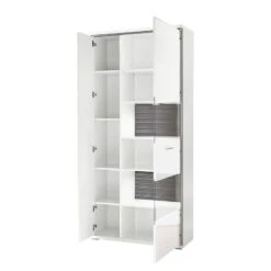 Armoire Vitrine Kushiro -Armoire Soldes Boutique vitrinenschrank arco hochglanz weiss grau 4710816