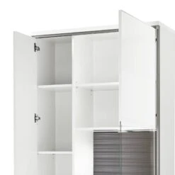 Armoire Vitrine Kushiro -Armoire Soldes Boutique wohnwand arco ii 5 teilig hochglanz weiss grau 4710672