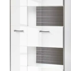 Armoire Vitrine Kushiro -Armoire Soldes Boutique wohnwand arco ii 5 teilig hochglanz weiss grau 4710676